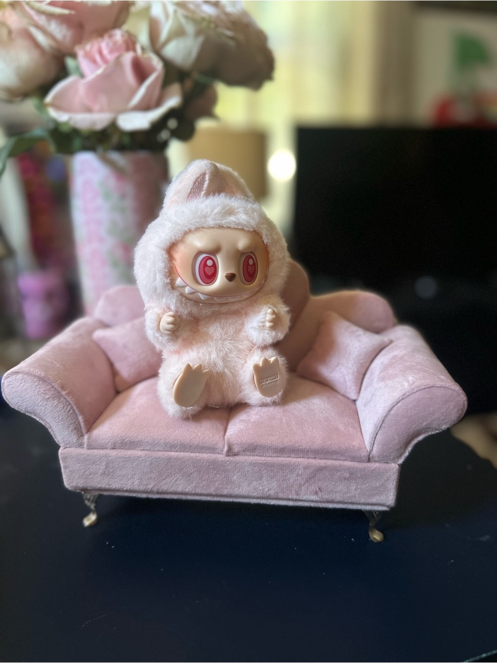 Pink Heart Back Plush Mini Sofa jewelry box